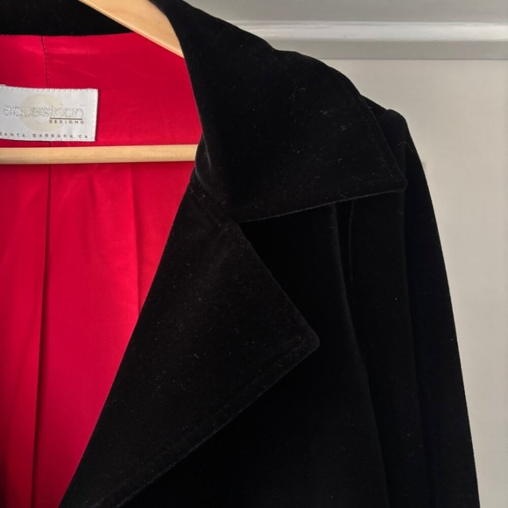 Equestrian Designs Black Velvet Overcoat Size Large - Picture 7 of 15